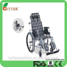 Aluminum reclining manual wheelchair with adjustale backrest and footrest